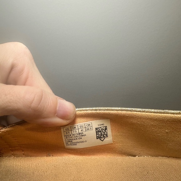 TOMS Gold Metallic Slip On Espadrille Flats Women’s 9.5 Summer - Picture 8 of 11